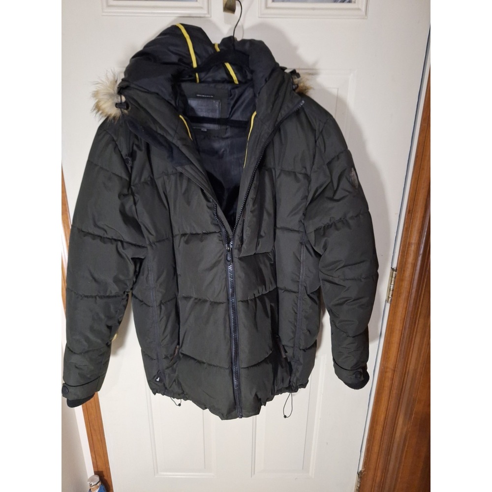 Mens 2XL Nozie Outwear  Fiber Filled Hooded  Black Zip Jacket  Zip Pockets 272